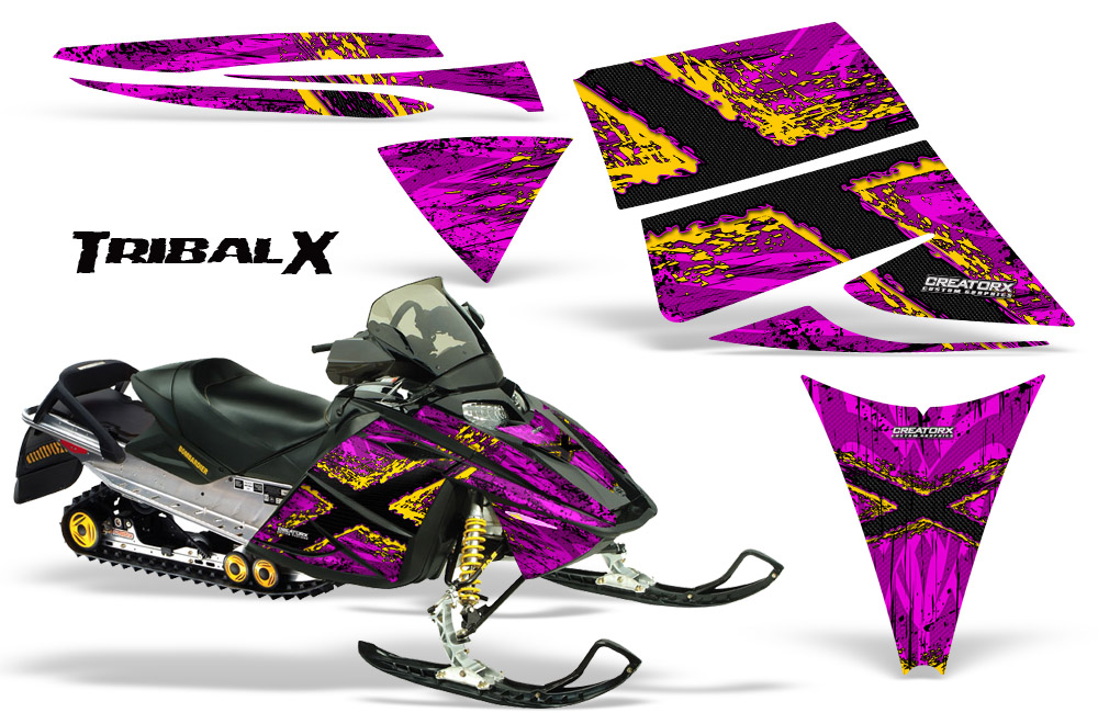 Ski-Doo Rev Graphics Kit TribalX Yellow Pink